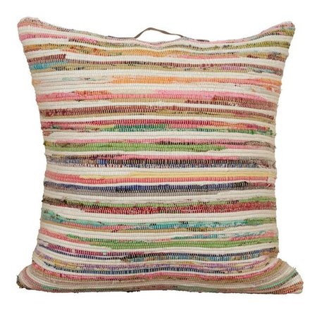 SARO LIFESTYLE SARO 196.M30SP 30 in. Square Floor Pillow with Chindi Design & Poly Filling 196.M30SP